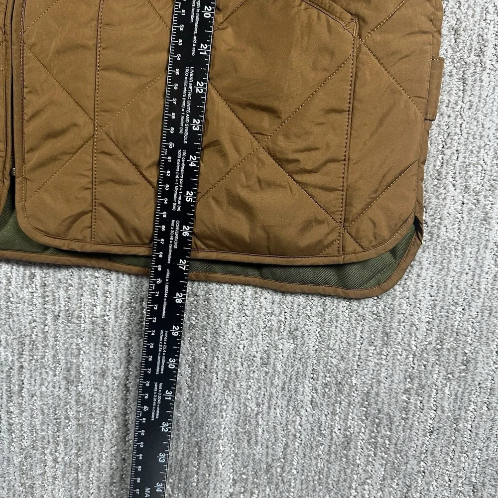 J.Crew Quilted Vest XL Brown Mens Full Zip Diamond‎ Stitch Pockets Lightweight